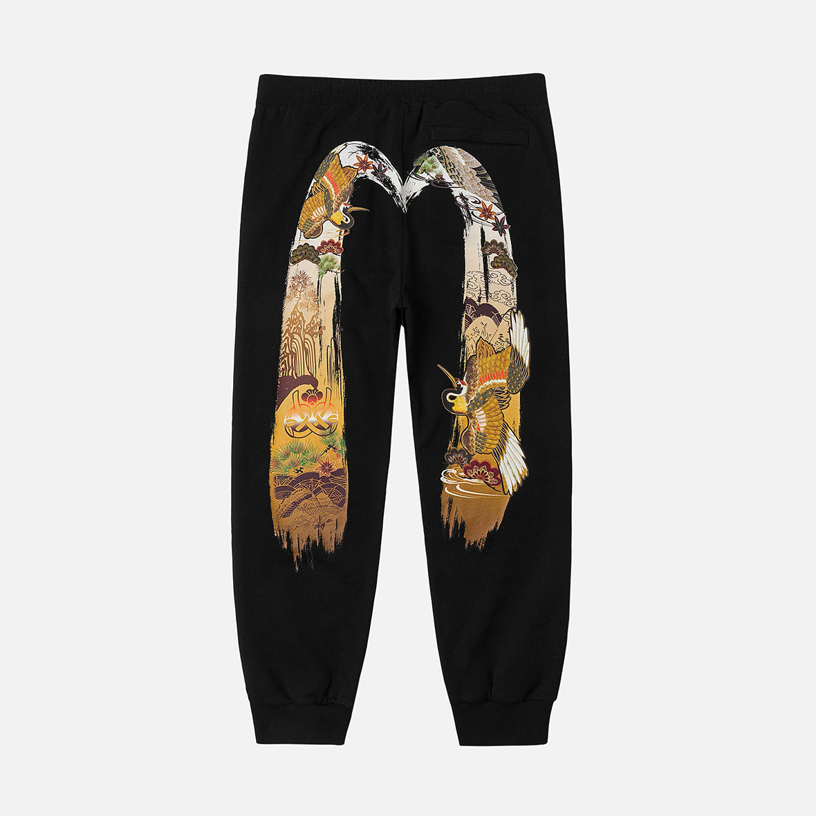 Logo Embroidery and Grateful Crane Daicock Print Regular Fit Sweatpants BLACK | Men's Apparel | EVISU | 2EAHTM5SP1145X XCT-Black Logo Embroidery and Grateful Crane Daicock Print Regular Fit Sweatpants BLACK | Men's Apparel | EVISU | 2EAHTM5SP1145X XCT-Black