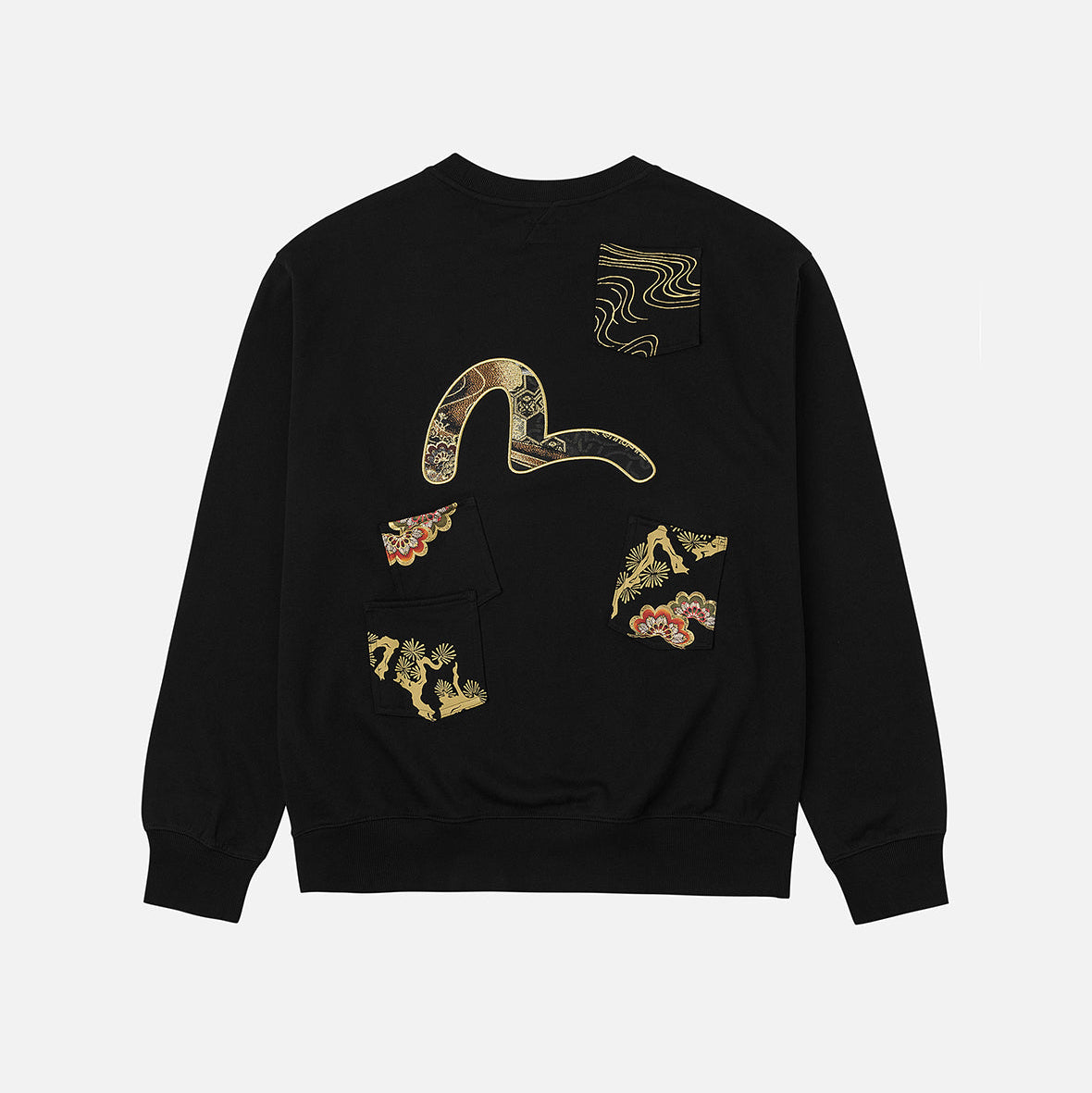 Seagull Brocade Appliqué Relax Fit Sweatshirt | Men's Apparel | EVISU | 2EAHTM5SW1121R XCT-Black Seagull Brocade Appliqué Relax Fit Sweatshirt | Men's Apparel | EVISU | 2EAHTM5SW1121R XCT-Black