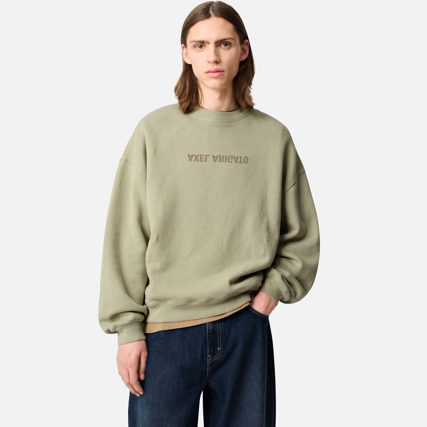 Distort Washed Sweatshirt Dusty Green | Men's Apparel | AXEL ARIGATO | A3122006 Distort Washed Sweatshirt Dusty Green | Men's Apparel | AXEL ARIGATO | A3122006