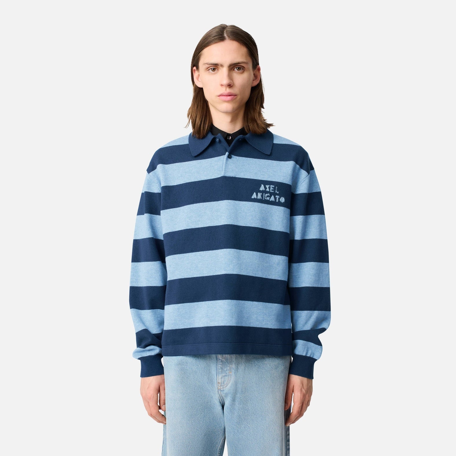Frey Polo Sweater Navy/Light Blue | Men's Apparel | AXEL ARIGATO | A3315001 Frey Polo Sweater Navy/Light Blue | Men's Apparel | AXEL ARIGATO | A3315001