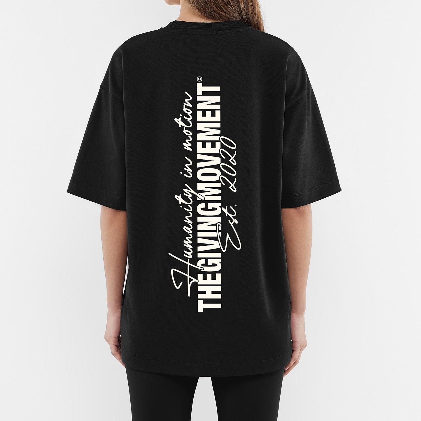 Oversized Vertical Print T-Shirt Pitch Black | Unisex Apparel | THEGIVINGMOVEMENT | S14CJPRIV14PBWM Oversized Vertical Print T-Shirt Pitch Black | Unisex Apparel | THEGIVINGMOVEMENT | S14CJPRIV14PBWM