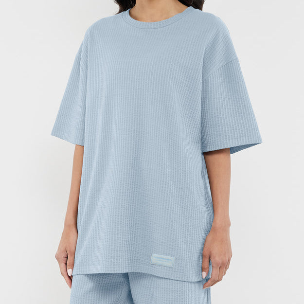 Textured Cotton Oversized T-Shirt Powder Blue | Unisex Apparel | THEGIVINGMOVEMENT | S1727V14PWBWM_2 Textured Cotton Oversized T-Shirt Powder Blue | Unisex Apparel | THEGIVINGMOVEMENT | S1727V14PWBWM_2