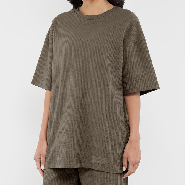 Textured Cotton Oversized T-Shirt Truffle | Unisex Apparel | THEGIVINGMOVEMENT | S1727V14TRFWM_2 Textured Cotton Oversized T-Shirt Truffle | Unisex Apparel | THEGIVINGMOVEMENT | S1727V14TRFWM_2
