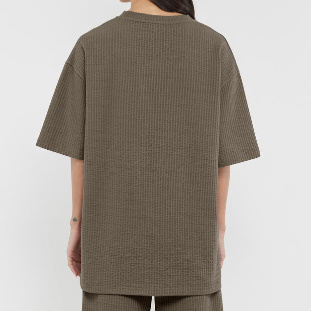 Textured Cotton Oversized T-Shirt Truffle | Unisex Apparel | THEGIVINGMOVEMENT | S1727V14TRFWM_2 Textured Cotton Oversized T-Shirt Truffle | Unisex Apparel | THEGIVINGMOVEMENT | S1727V14TRFWM_2