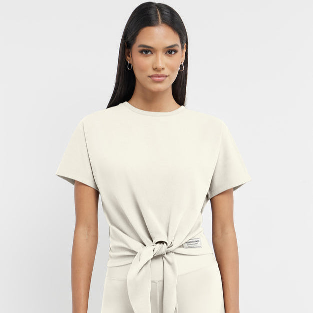 Organic Cotton Jersey Regular Fit Knot Front T-Shirt Ivory | Women's Apparel | THEGIVINGMOVEMENT | S1731V14IVWM_3 Organic Cotton Jersey Regular Fit Knot Front T-Shirt Ivory | Women's Apparel | THEGIVINGMOVEMENT | S1731V14IVWM_3