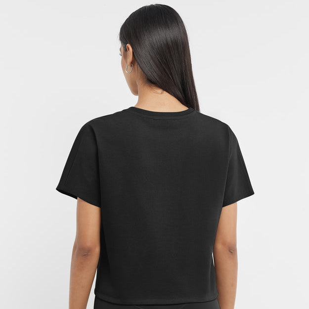 Organic Cotton Jersey Regular Fit Knot Front T-Shirt Pitch Black | Women's Apparel | THEGIVINGMOVEMENT | S1731V14PBWM_3 Organic Cotton Jersey Regular Fit Knot Front T-Shirt Pitch Black | Women's Apparel | THEGIVINGMOVEMENT | S1731V14PBWM_3