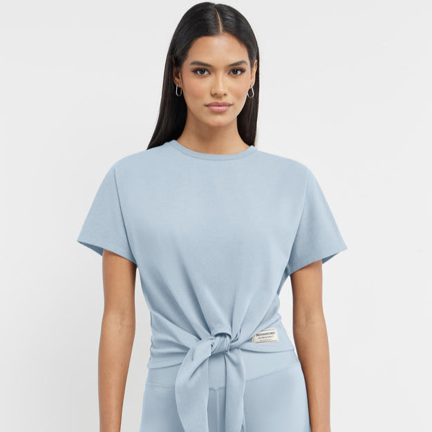 Organic Cotton Jersey Regular Fit Knot Front T-Shirt Powder Blue | Women's Apparel | THEGIVINGMOVEMENT | S1731V14PWBWM_3 Organic Cotton Jersey Regular Fit Knot Front T-Shirt Powder Blue | Women's Apparel | THEGIVINGMOVEMENT | S1731V14PWBWM_3