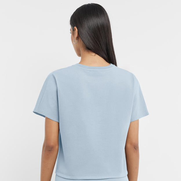 Organic Cotton Jersey Regular Fit Knot Front T-Shirt Powder Blue | Women's Apparel | THEGIVINGMOVEMENT | S1731V14PWBWM_3 Organic Cotton Jersey Regular Fit Knot Front T-Shirt Powder Blue | Women's Apparel | THEGIVINGMOVEMENT | S1731V14PWBWM_3