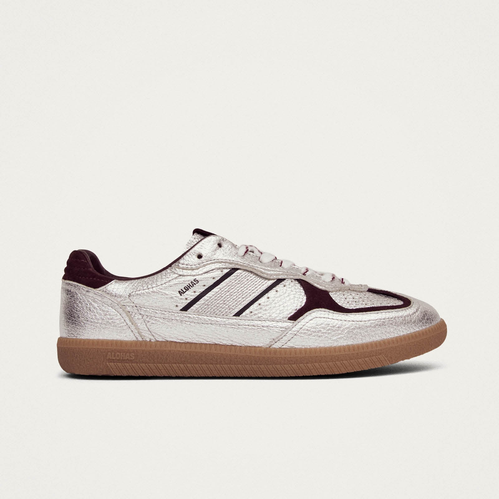 Tb.490 Grain Shimmer Silver & Burgundy Leather Sneakers | Women's Footwear | ALOHAS | S101208-01