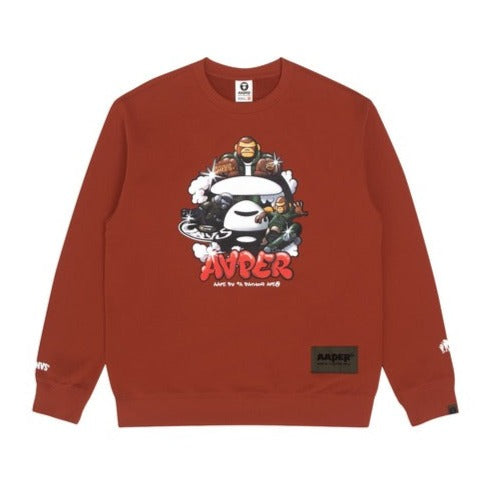AAPER "Bling Bling" CREW NECK SWEATER BROWN AAPE