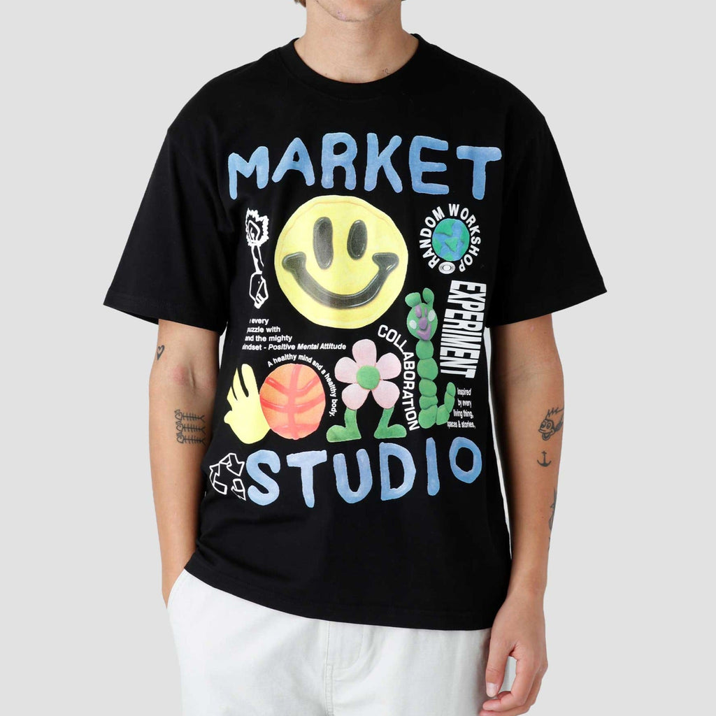 Smiley Collage Tee Black MARKET