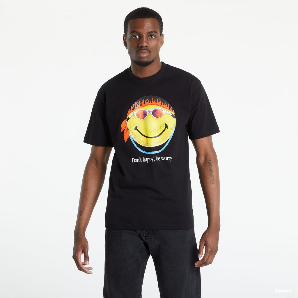 Smiley Don’T Happy, Be Worry Tee Black MARKET