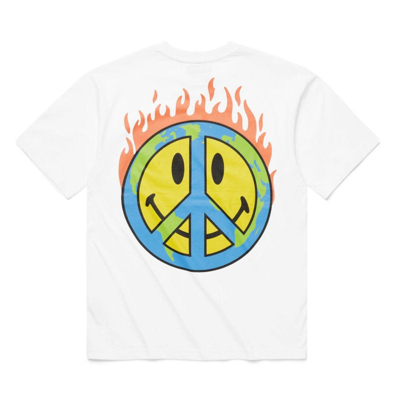 Smiley Earth On Fire T-Shirt White MARKET