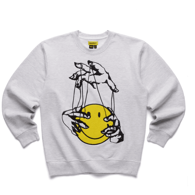 Smiley Marionette Crewneck Ash MARKET