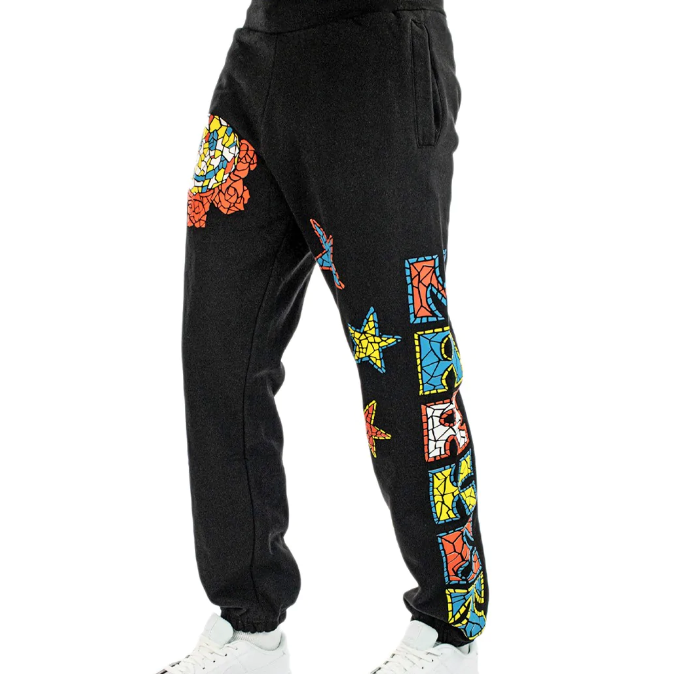 Smiley Market Mosaic Sweatpants Black MARKET