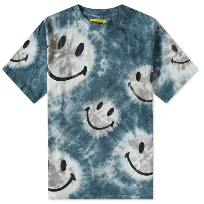 Smiley Shibori Dye T-Shirt Blue MARKET