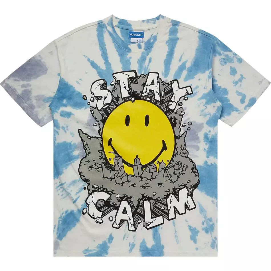 Smiley Stay Calm Tie-Dye T-Shirt MARKET